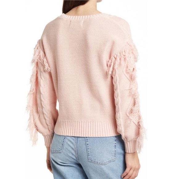 Kikit Cable Knit Fringe Sweater Pink M - Picture 2 of 9